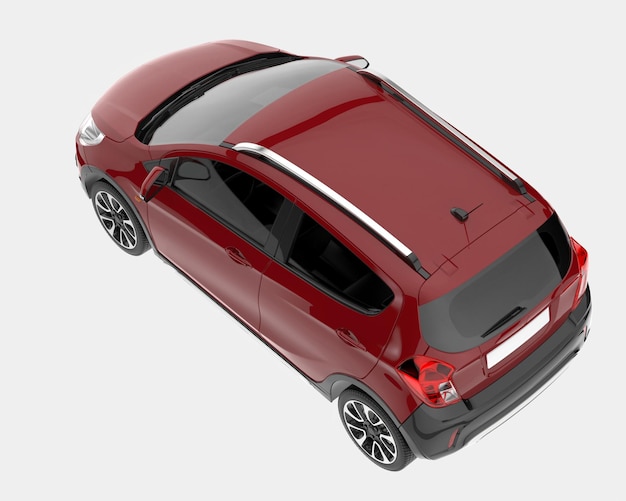 Moderne auto geïsoleerd op achtergrond 3D-rendering illustratie