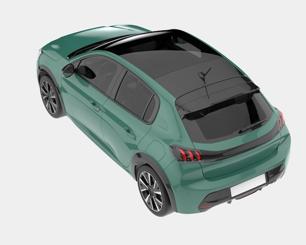 Moderne auto geïsoleerd op achtergrond 3D-rendering illustratie