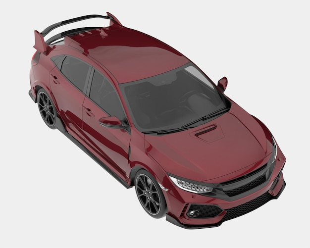 Moderne auto geïsoleerd op achtergrond 3D-rendering illustratie