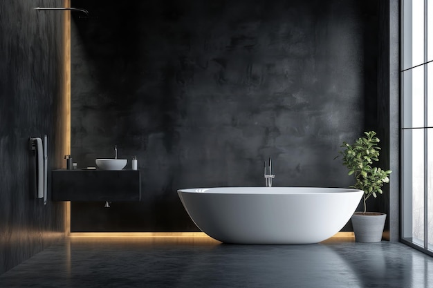 Moderne badkamer interieurontwerp badkamer met lege donkergrijze muren