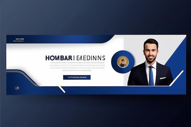 Moderne bannerontwerp met marineblauwe achtergrondkleur