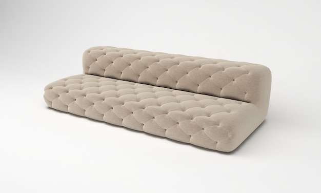 Moderne beige kleur sofa bank met knoppen zijaanzicht meubels 3D-rendering