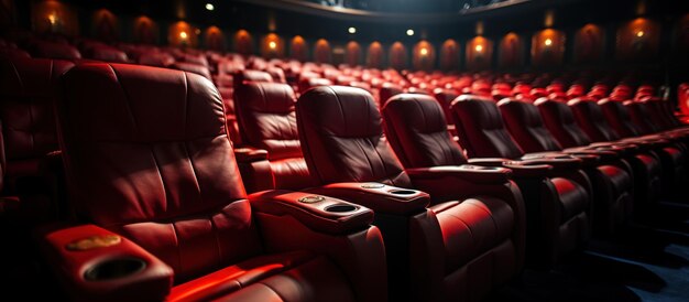 Moderne bioscoop zaal leeg en rood comfortabele stoelen bioscoop stoelen of stoel