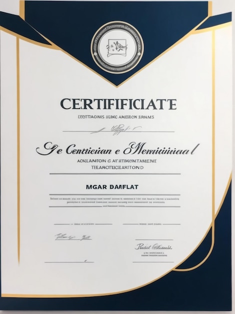 Moderne blauw-witte certificaatssjabloon