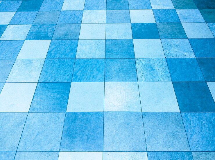Moderne blauwe rubberen vloer voor interieurdecoratie.
