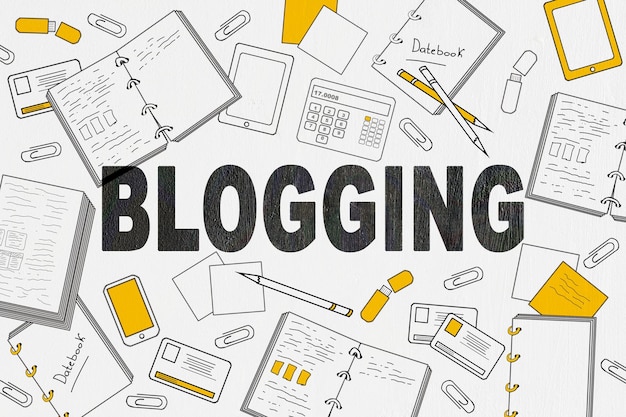 Moderne blogschets op witte achtergrond Blog en media concept 3D-rendering