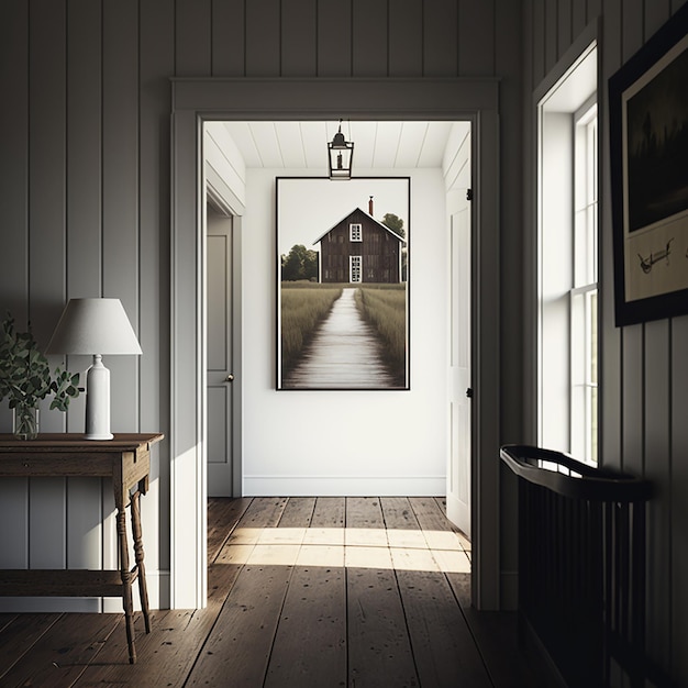 Moderne boerderij hal interieur achtergrondontwerp