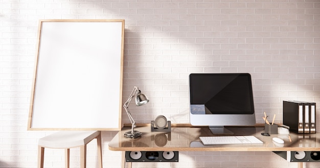 moderne bureau en stoel voor kantoorruimte 3D-rendering