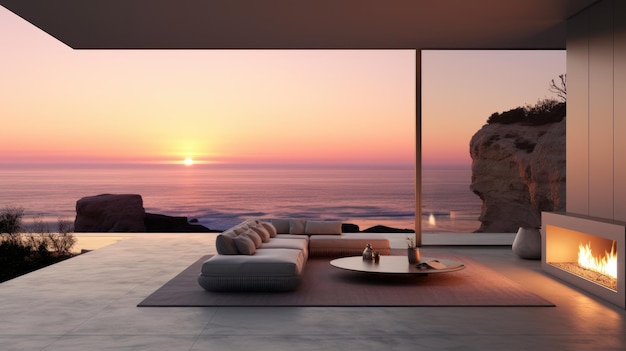 Moderne Cliffside Home Mockup met Majestic Seascape