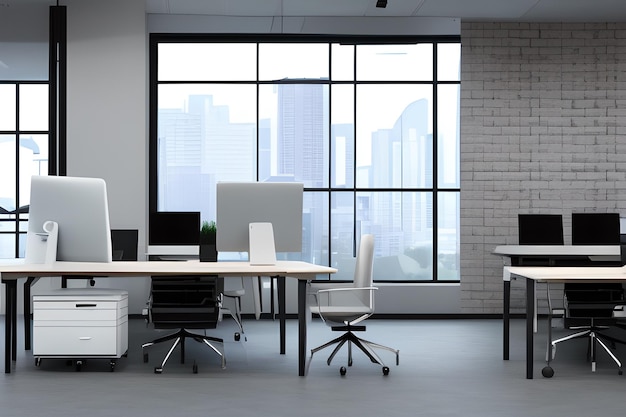 Moderne computer op tafel in kantoorinterieur