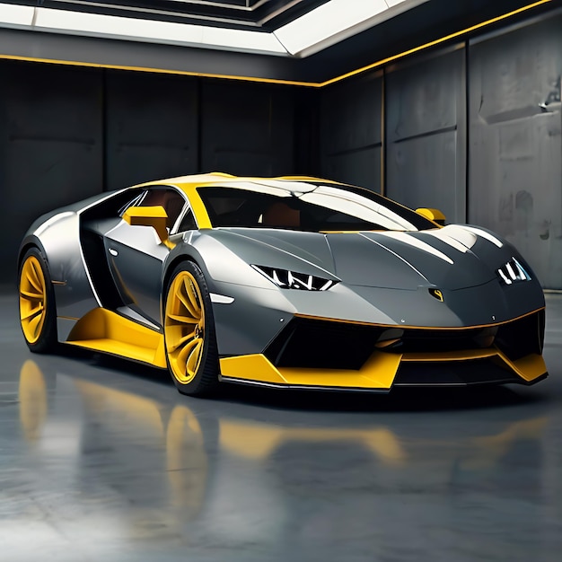 Moderne conceptuele supercar Lamborghini gemengd met Bugatti gnearated door AI