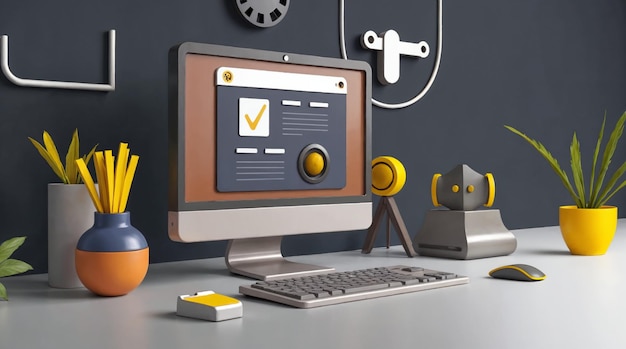 Moderne creatieve werkruimte met computer en accessoires