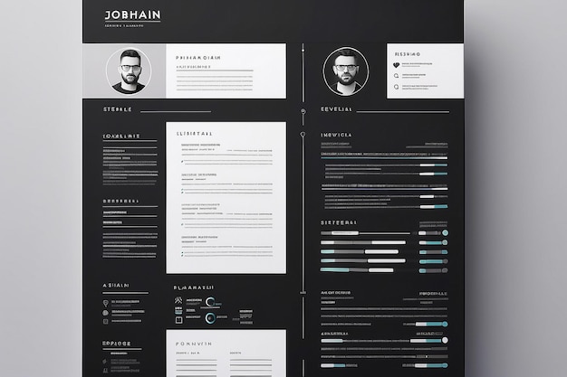 Foto moderne cv-sjabloon cv- en omslagbrief lay-out vector sjabloon