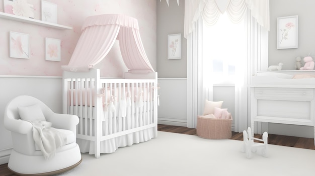 Moderne decoratie van de babykamer voor meisjes