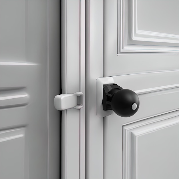 moderne deurklink close-up witte deur met sleutel
