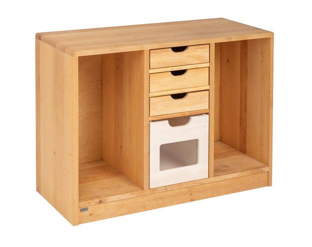 Moderne dressoir of lade geïsoleerd op een witte achtergrond. Houten meubelen voor interieur