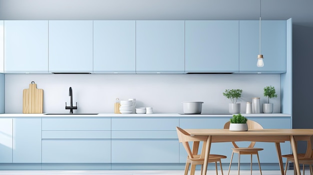 Moderne elegante blauwe keuken