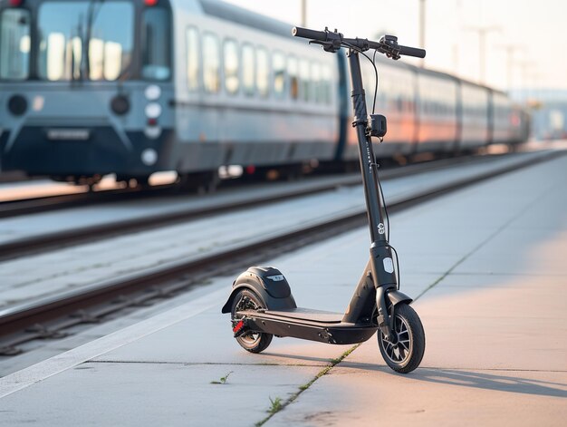 Moderne elektrische scooter zoomen in de stad AI gegenereerd