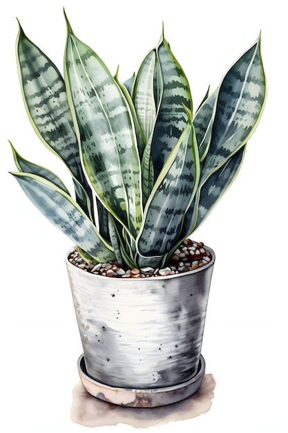 Moderne en chique Snake Plant aquarel illustratie voor Home Decor Generatieve AI