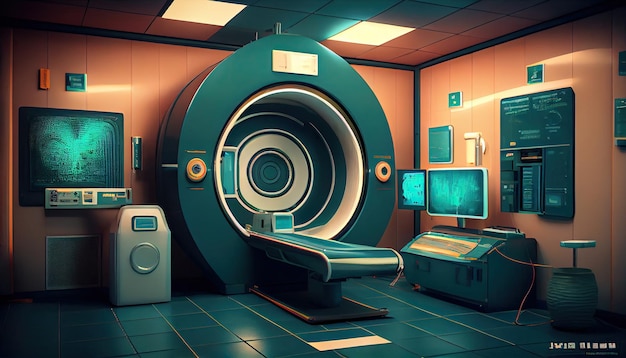 Moderne en functionerende medische screeningstechnologie op kamer met MRI-apparatuur Genereer Ai