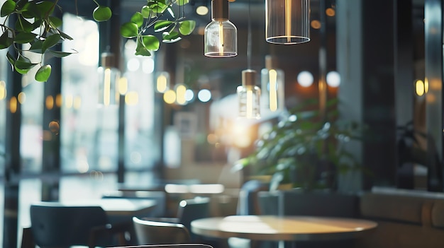 Moderne en glamoureuze restaurant- en café-decoratie interieurontwerp Generatieve AI