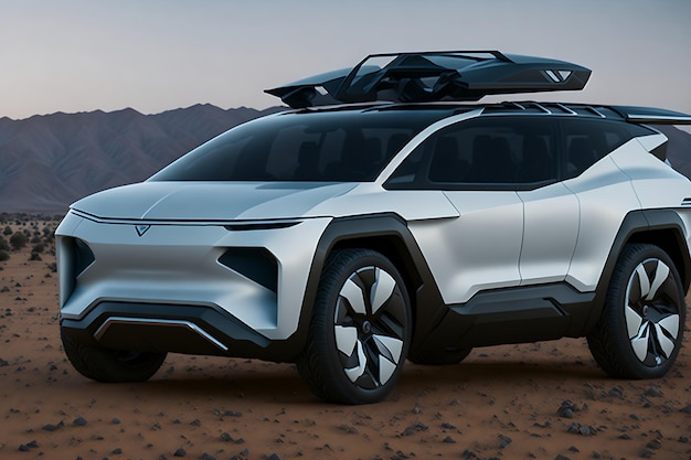 Foto moderne ev elektronische suv gezinsauto