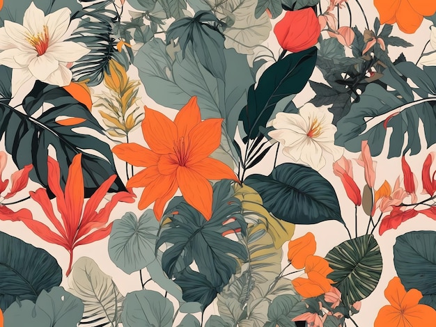 Moderne exotische jungle planten illustratie patroon