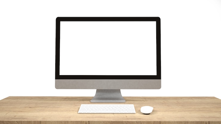 Foto moderne flatscreen computermonitor. computervertoning op witte achtergrond wordt geïsoleerd die.