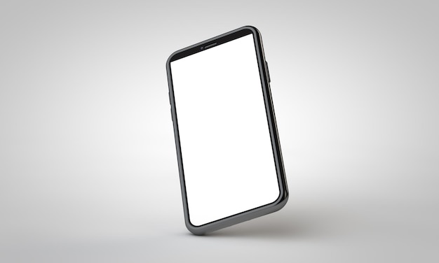 Moderne frameloze smartphone 3D-mock-up met leeg wit scherm 3D-rendering