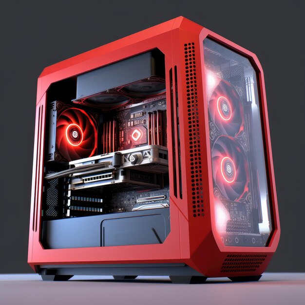 Moderne gaming-pc met waterkoeling en verlichting Generatieve ai