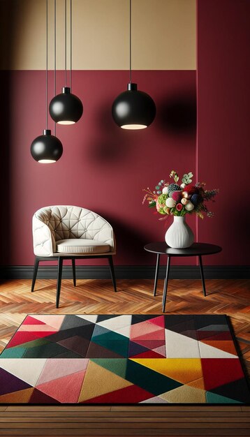 Foto moderne geometrische interieur met gedurfde kleuren