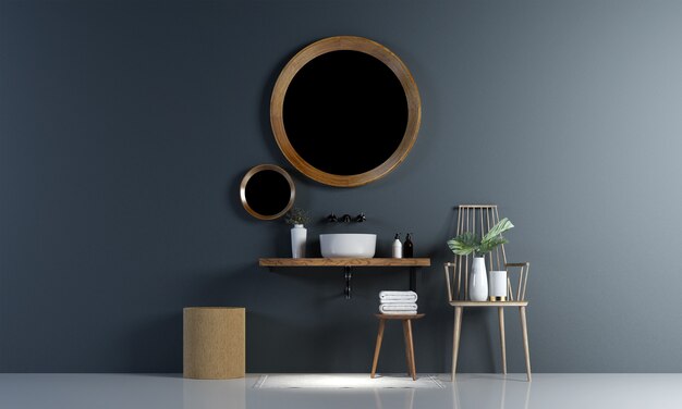 Moderne gezellige badkamer interieur en blauwe muur textuur achtergrond