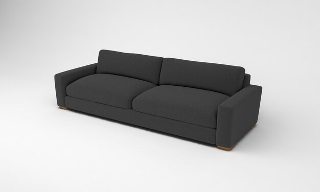Moderne grijze bank zijaanzicht meubels 3D-rendering