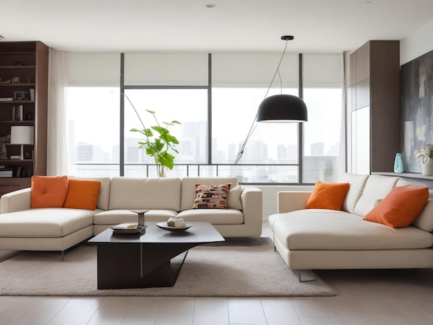 Foto moderne heldere interieurs van woonkamers 3d-weergave