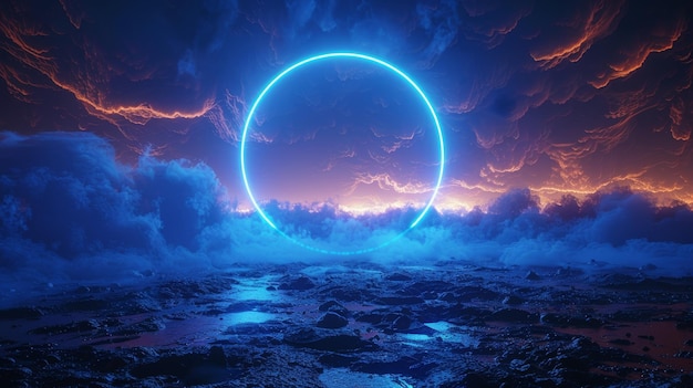 Moderne illustratie met een blauw licht cirkel effect op een donkere achtergrond