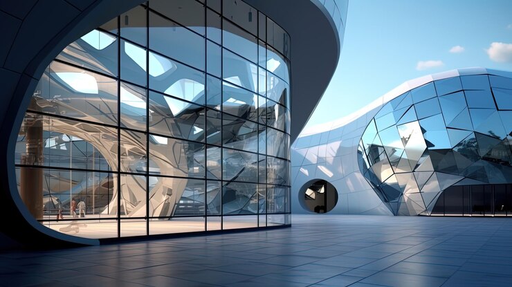 Moderne in architectuur glazen vormen van een modern gebouw