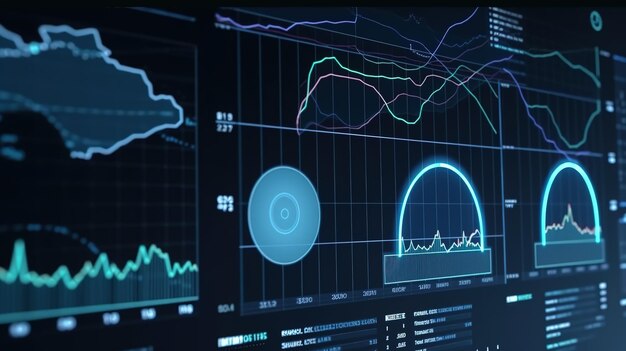 Moderne infographic sjabloon met statistische grafieken en financiële grafieken Grafieksjabloon en grafiek