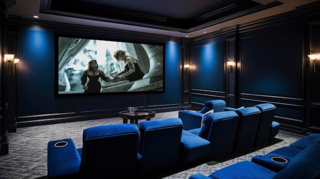 Moderne interieur home theater kamer ontwerp AI gegenereerd