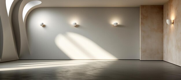 Foto moderne interieur met gebogen muren en warme verlichting voor productvertoning