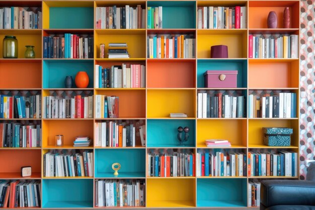 Moderne interieur studie boekenplanken op de muur kamer Ai gerated