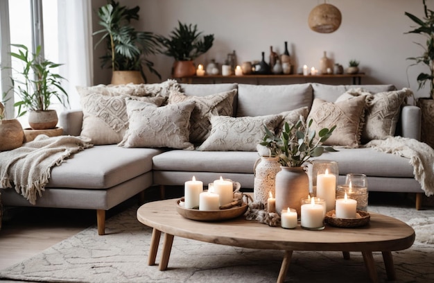 Moderne interieur van de woonkamer in een gezellig appartement