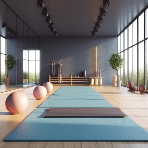 Moderne interieur van een yoga-gimnasium