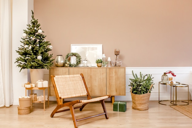 Moderne interieur woonkamer met kerst