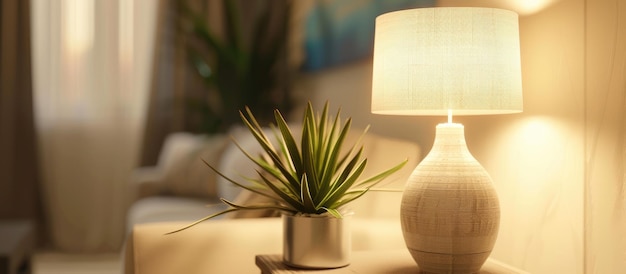 Moderne interieurontwerp met plant en lamp