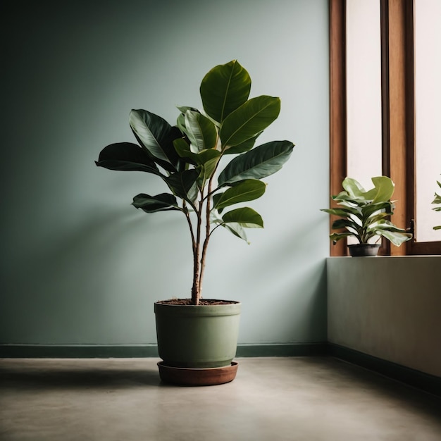 Foto moderne kamer met prachtige planten in potten interieurontwerp 3d illustratie