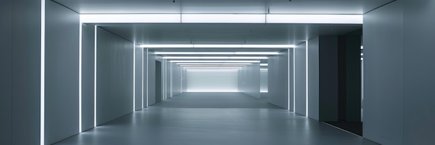Moderne kantoorgang met futuristische verlichting