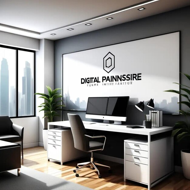 Moderne kantoorinterieur met elegante branding en hoogwaardig ontwerp