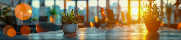 Moderne kantooromgeving met zonlicht en groene planten