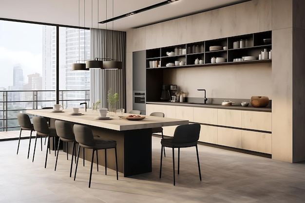 Moderne keuken kamer interieur 3D-rendering