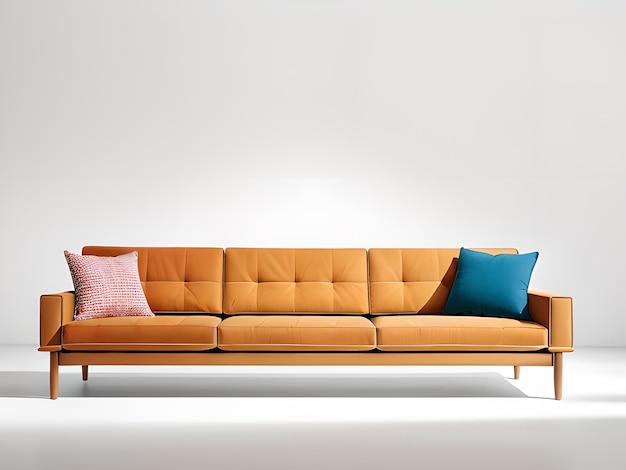 Foto moderne kleurrijke sofa op heldere witte achtergrond ai gegenereerd